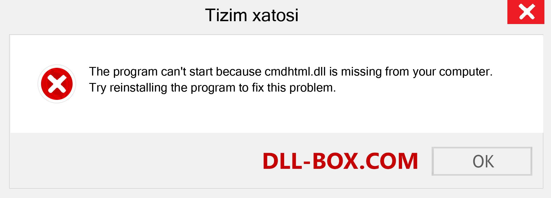 cmdhtml.dll fayli yo'qolganmi?. Windows 7, 8, 10 uchun yuklab olish - Windowsda cmdhtml dll etishmayotgan xatoni tuzating, rasmlar, rasmlar